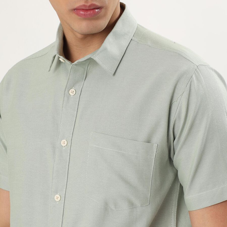 Men's Light Sage Green Regular Collar Slim Fit Casual Shirt, Light Green, large image number null