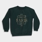 Girls Dark Green Crew Neck Graphic Sweatshirt, Dark Green, small image number null