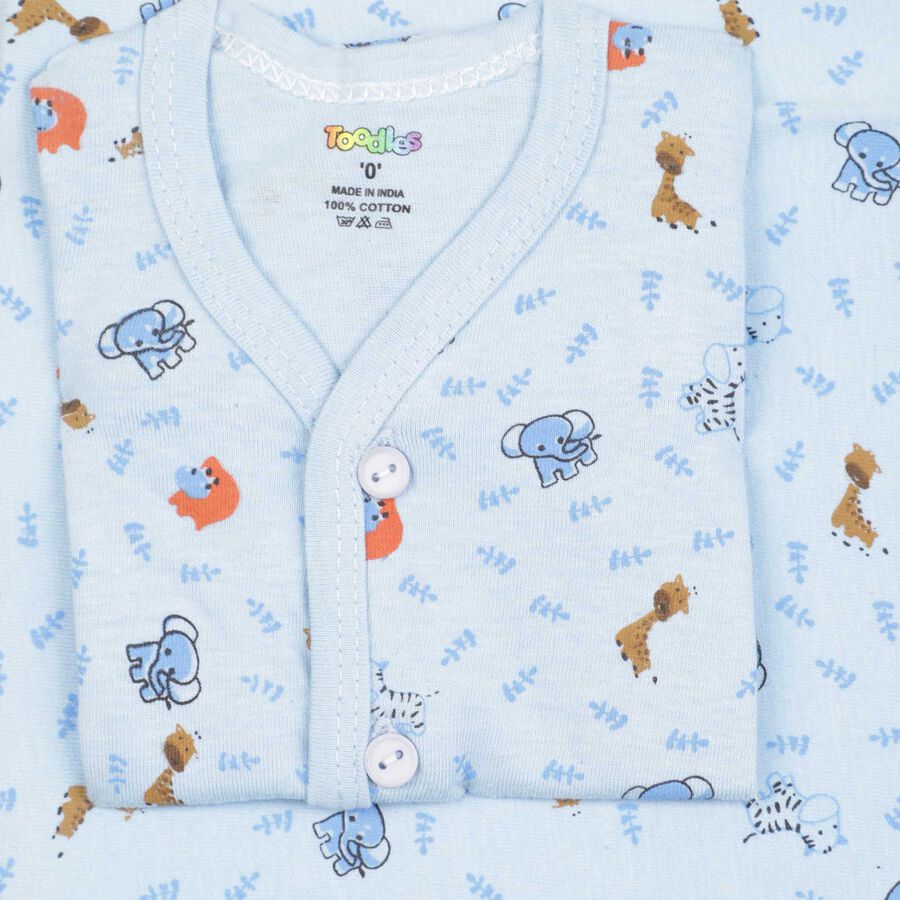 Infants Printed Cotton Baby Gift Set, Light Blue, large image number null