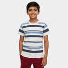 Boys' Light Blue Round Neck Graphic Printed T-Shirt, हल्का नीला, small