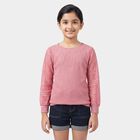 Girls Pink Round Neck Regular Top, गुलाबी, small