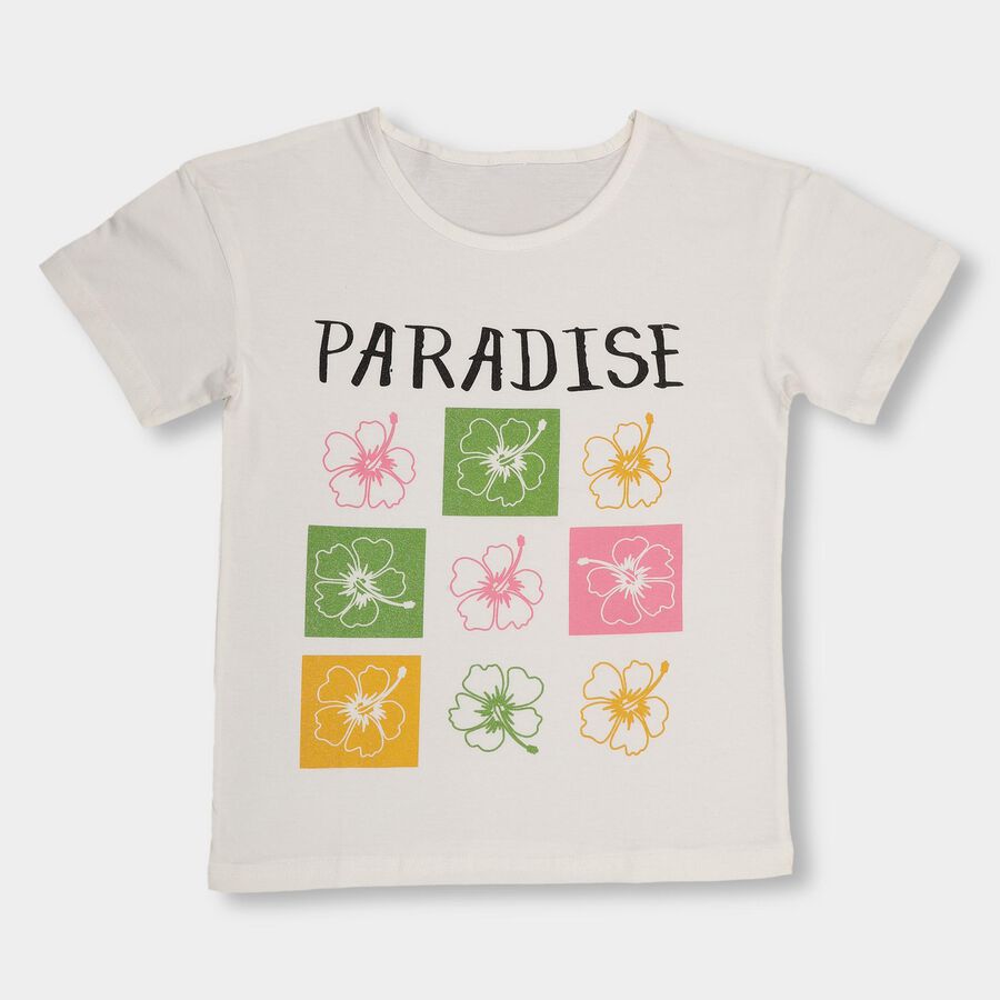 Girls' 100% Cotton T-Shirt, Off White, large image number null