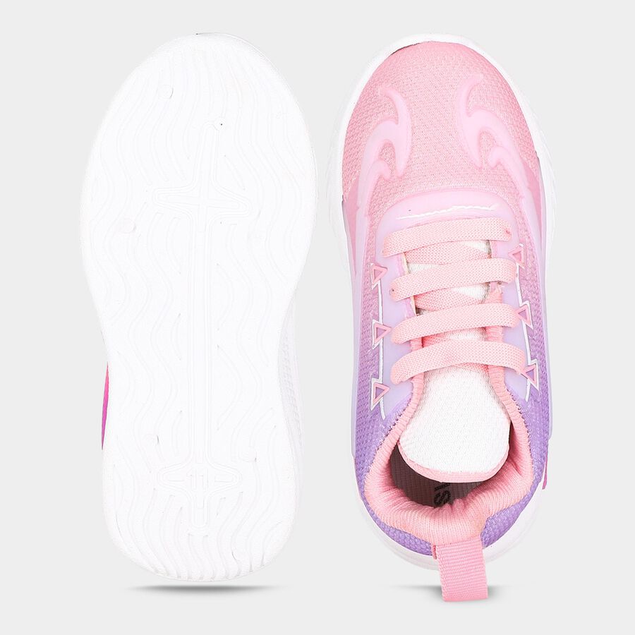 Girls Pink Lace-Up Sneakers, Pink, large