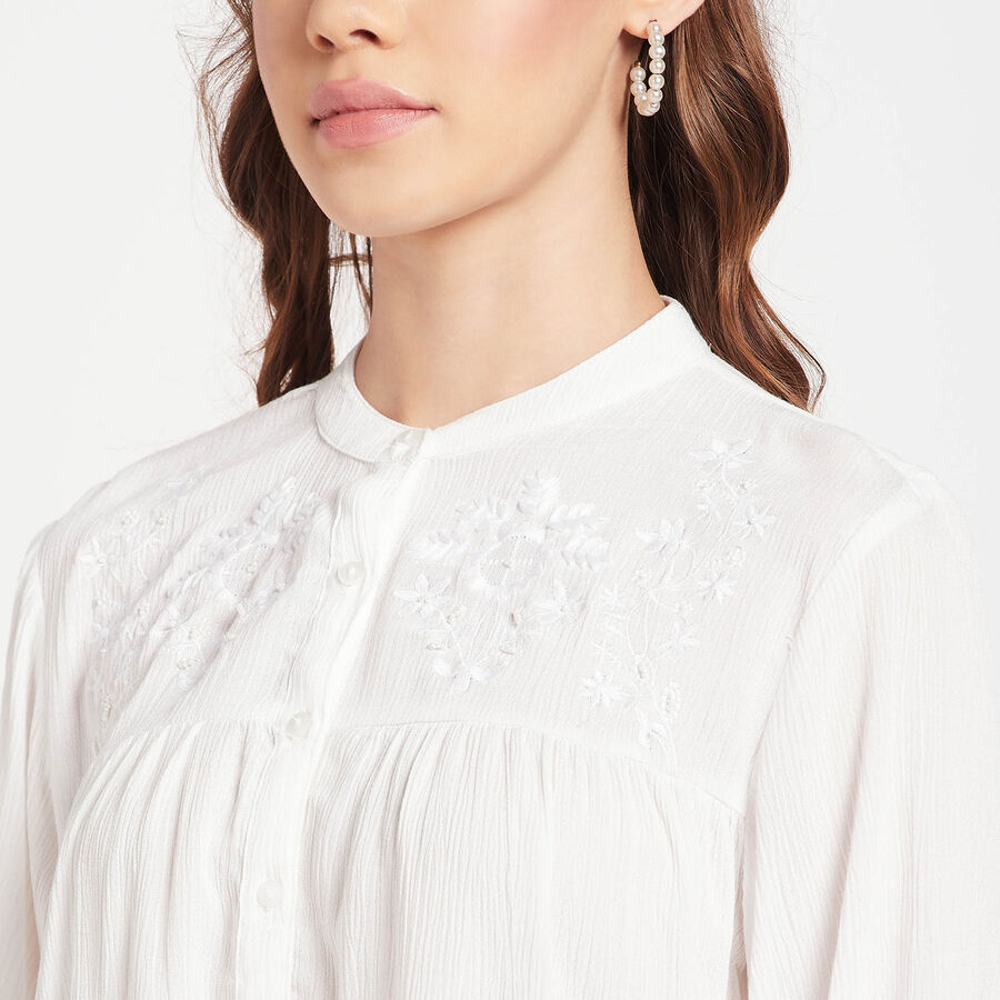Embellished Full Sleeve Shirt, Off White, large image number null