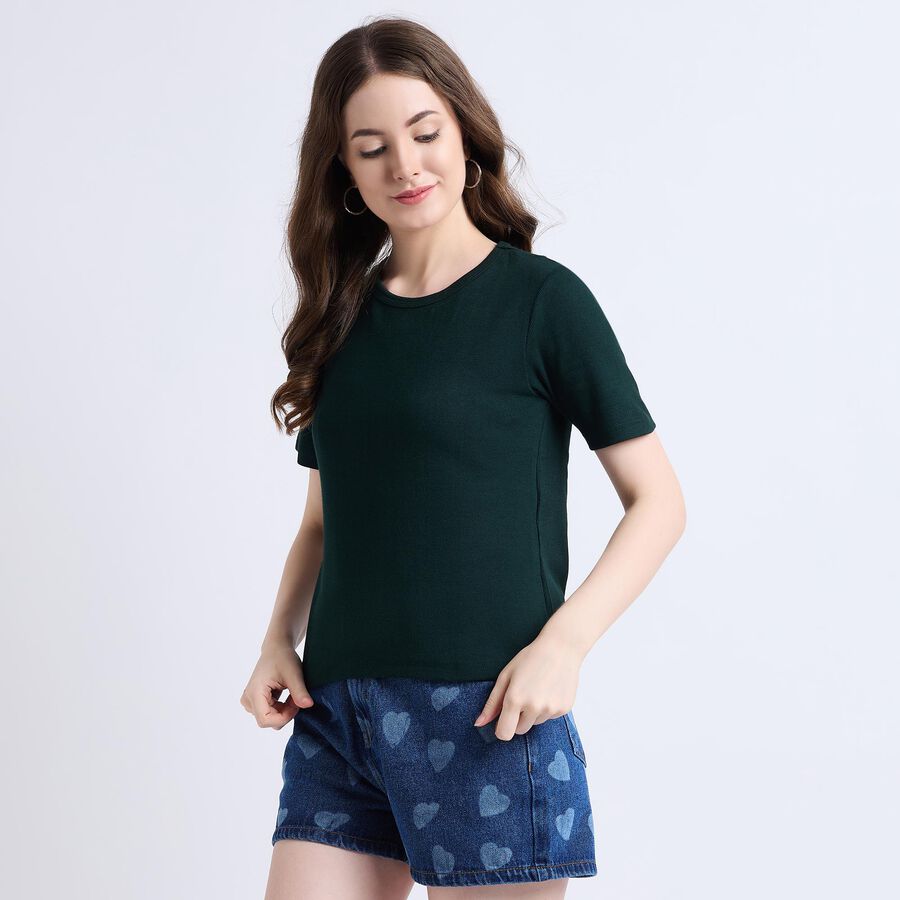 Ladies' Round Neck T-Shirt , Dark Green, large image number null