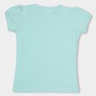 Girls Aqua Blue Cotton Crew Neck Short Sleeve T-Shirt, Aqua, small image number null