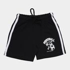 Boys Black Football Print Elastic Waist Bermuda Shorts, Black, small
