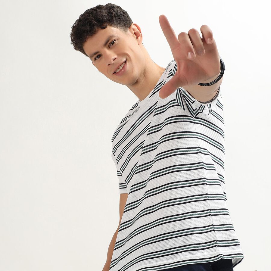 Men's Round Neck Half Sleeves T-Shirt , White, large image number null