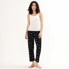 Women's Light Grey Relaxed Fit Cotton Blend Pyjama, काला, small