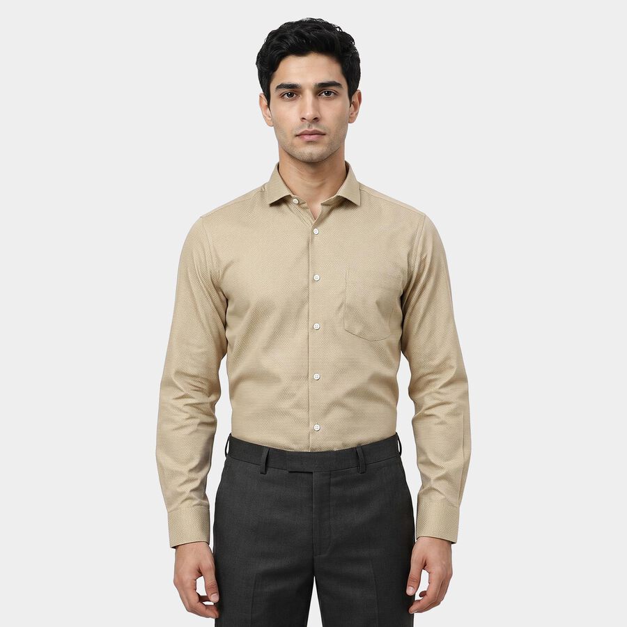 Men's Beige Formal Shirt, गहरा पीला, large