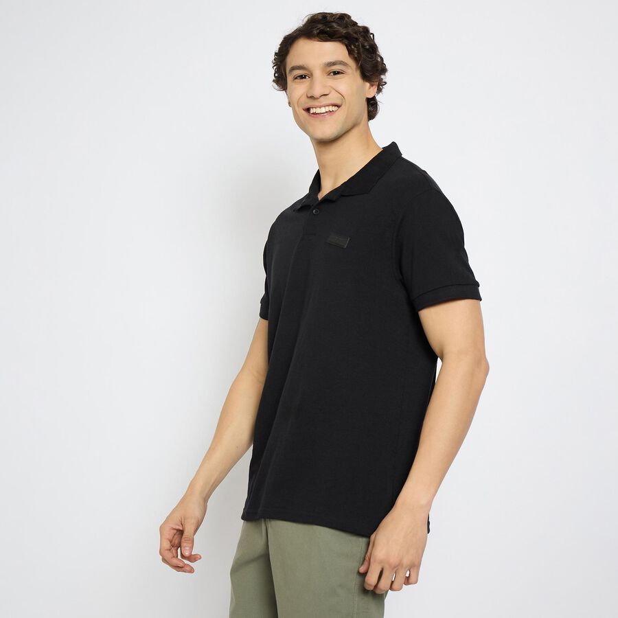 Men's Collared Half Sleeves T-Shirt, Black, large image number null