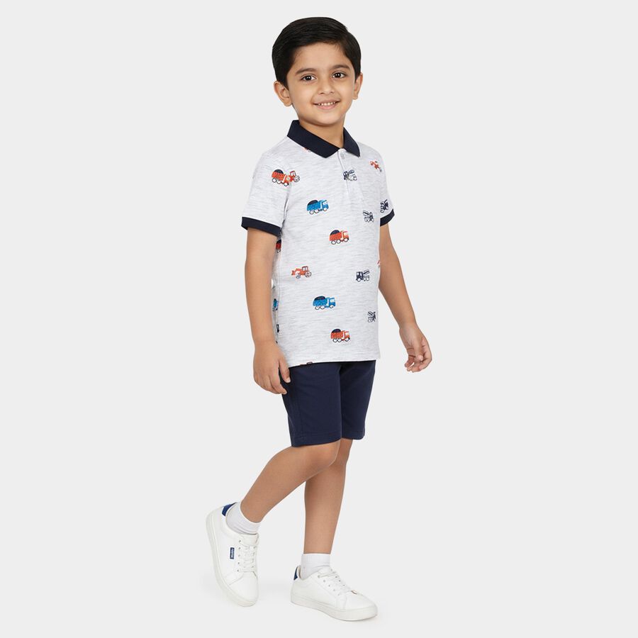 Boys' Half Sleeves T-Shirt, हल्का ग्रे, large