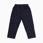 Girls' Navy Blue Heart Printed Cotton Blend Pyjama, नेवी ब्लू, small image number null