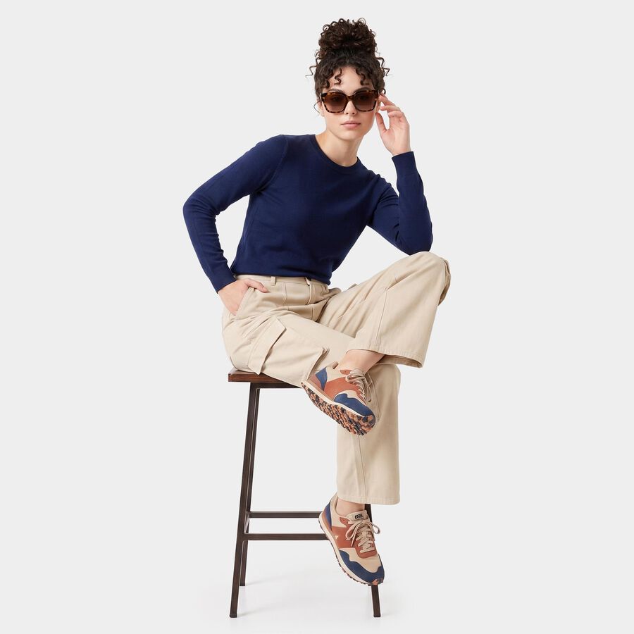 Women's Off White Straight Fit Cargo Trousers, ऑफ व्हाइट, large