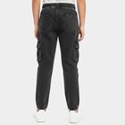 Boys' Black Regular Fit Drawstring Jeans, काला, small