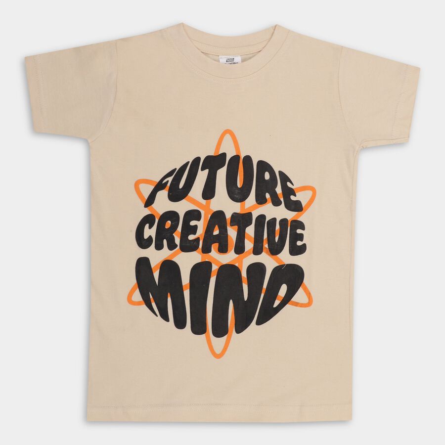 Boys' 100% Cotton Half Sleeves T-Shirt , पीच, large image number null