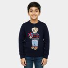 Boys' Deep Midnight Navy Blue Crew Neck Graphic Pullover, Navy Blue, small image number null
