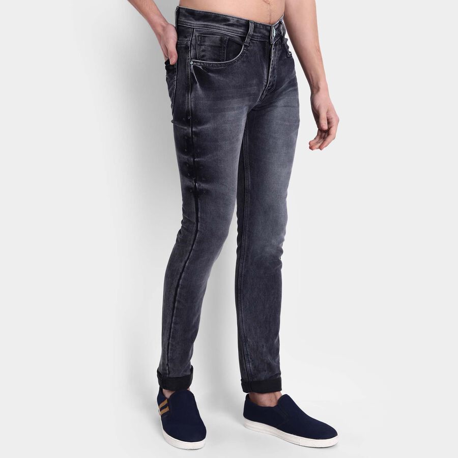 Overdyed 5 Pocket Slim Fit Jeans, Black, large image number null