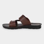 Men's Brown Slip-On Toe Loop Slide Sandals, भूरा, small