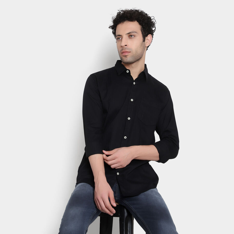 Cotton Solid Formal Shirt, Black, large image number null