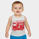 Infants Grey Cotton Blend Round Neck Casual Vest, Melange Light Grey, small