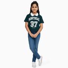 Girls Dark Green Cotton Polo Neck Casual T-Shirt, गहरा हरा, small
