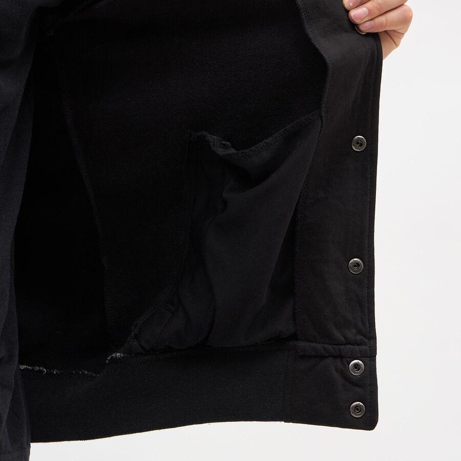 Men's Jet Black Varsity Neck Streetwear Sweatshirt, काला, large image number null