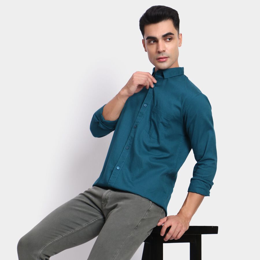 Men's 100% Cotton Casual Shirt, Dark Green, large image number null