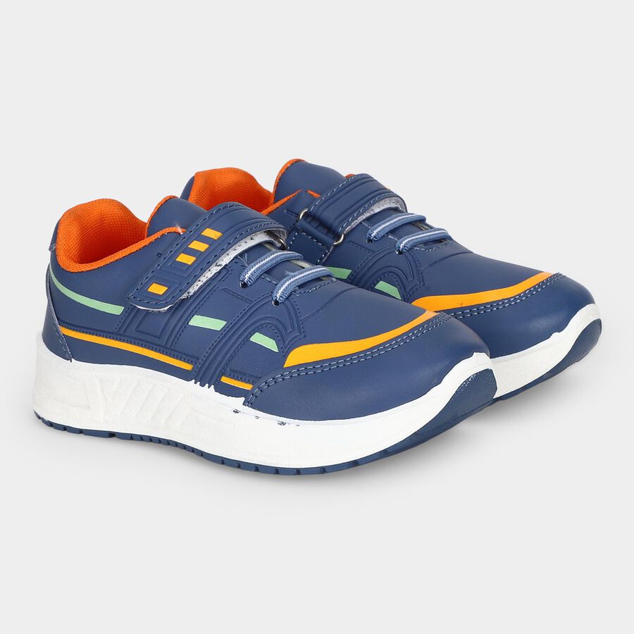 Boys' Blue Velcro Strap Sneakers, नीला, large