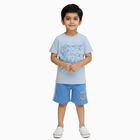 Boys' Light Blue Cotton Round Neck Graphic Baba Suit, Light Blue, small