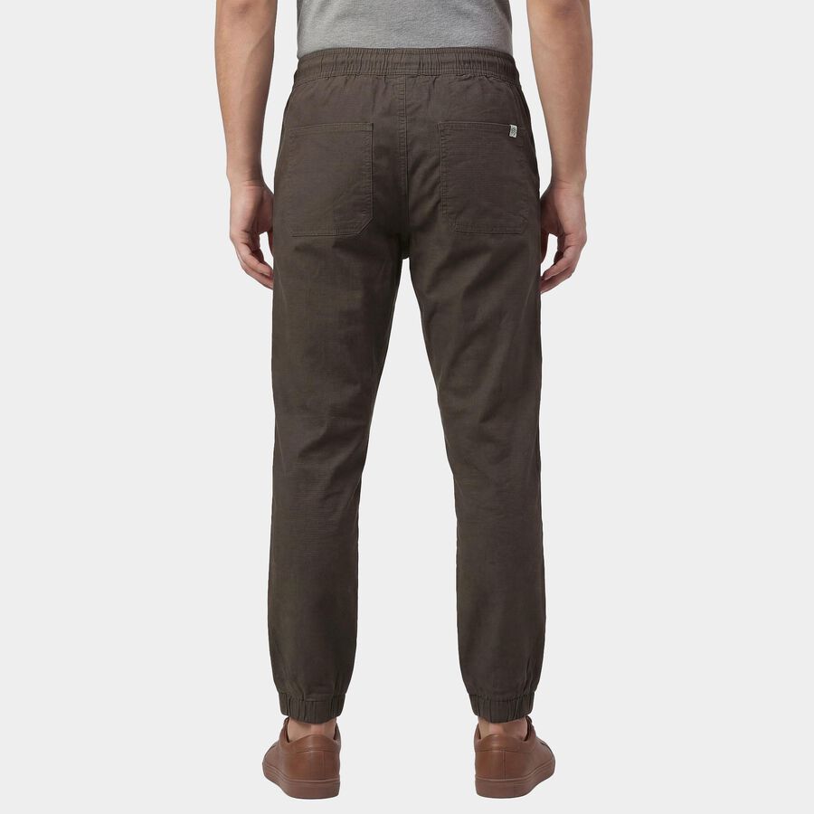 Men's Dark Grey Slim Fit Casual Trousers, गहरा ग्रे, large