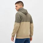 Men's Muted Olive Green and Beige Hoodie Neck Casual Sweatshirt, Beige, small image number null