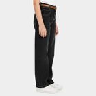 Girls Black Straight Fit Button Fly Jeans, काला, small