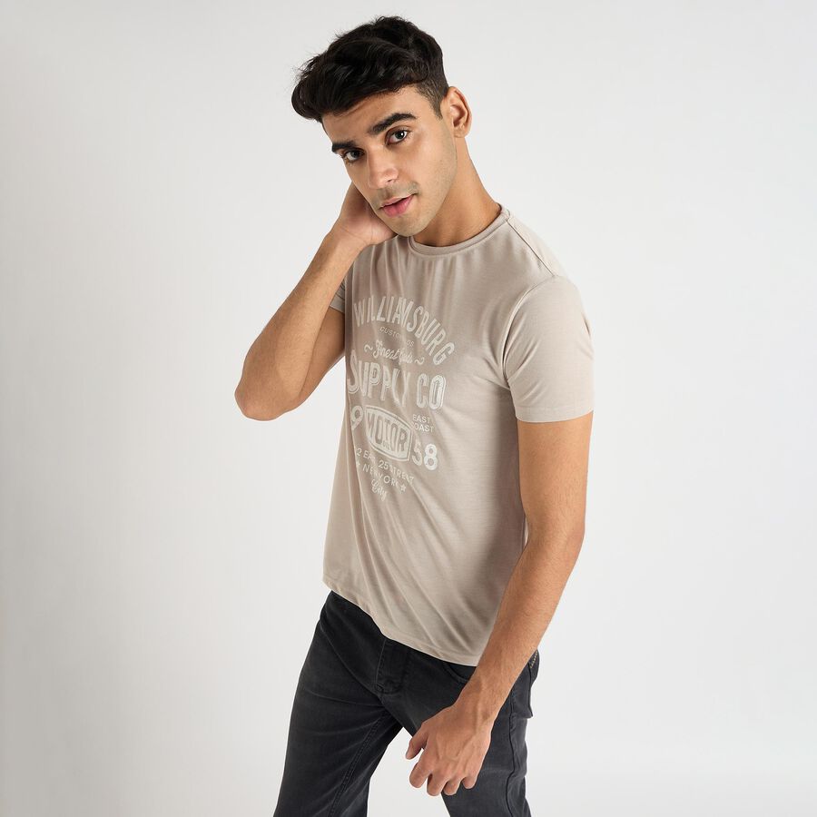 Men's Round Neck Half Sleeves T-Shirt , Light Grey, large image number null