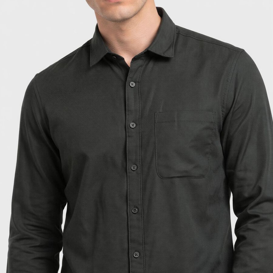 Men's Olive Green Regular Collar Casual Shirt, Dark Green, large