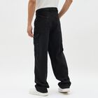 Men's Jet Black Relaxed Fit Five-Pocket Jeans, Black, small