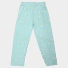 Girls Light Blue Straight Fit Floral Printed Pyjama, एक्वा, small