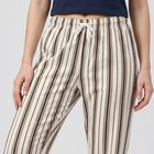 Women's Brown Straight Fit Striped Lounge Pyjama, Brown, small