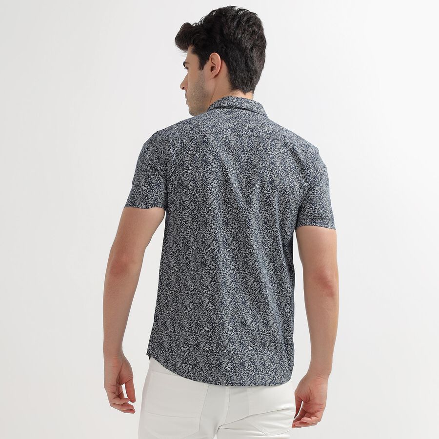 Men's Deep Midnight Navy Blue Cotton Regular Collar Casual Shirt, Navy Blue, large image number null