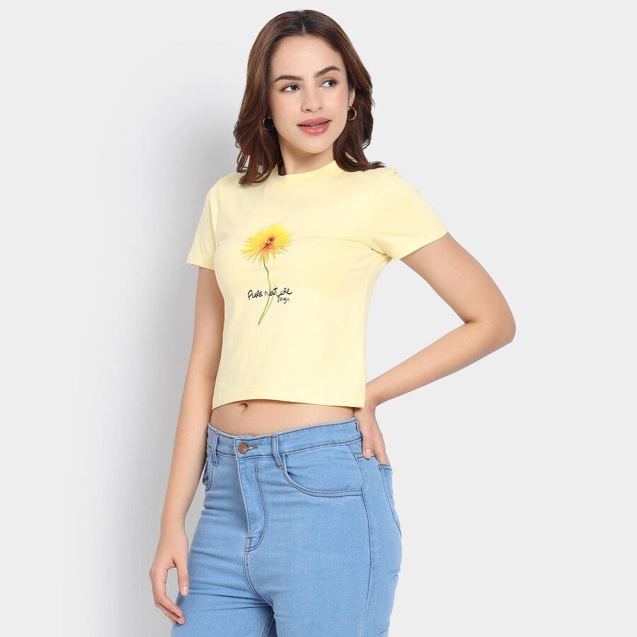 Ladies'  Crop  Top, Yellow, large