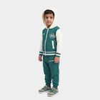 Boys' Teal Blue Hooded Neck Graphic Baba Suit, Teal Blue, small
