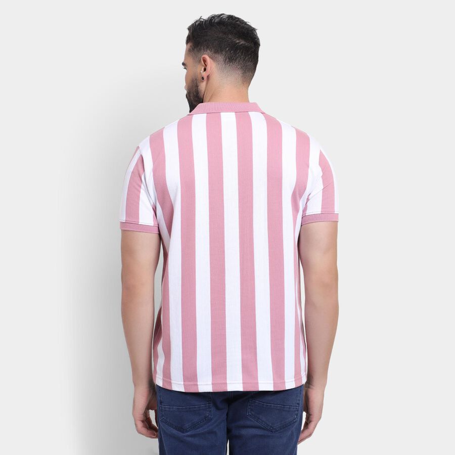 Men's Collared Half Sleeves T-Shirt, गुलाबी, large image number null