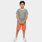 Boys Black Cotton Blend Round Neck Casual Graphic T-Shirt, Black, small