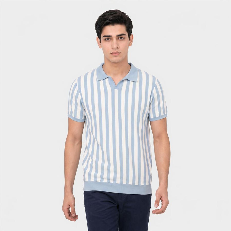 Men's Light Blue Polo Neck Polo T-Shirt, हल्का नीला, large