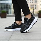 Men's Black Lace-Up Sneakers, Black, small