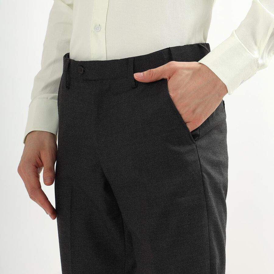 Men's Slim Fit Formal Trousers, चारकोल, large image number null