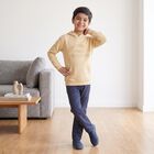 Boys' Beige Hoodie Neck Graphic Print Sweatshirt, Beige, small