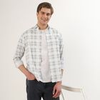 Men's Light Sage Green and White Cotton Spread Collar Casual Shirt, हल्का हरा, small