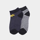 Boys' Regular Fit Striped Pack of 2 Socks ( Navy Blue, Grey ), Navy Blue, small