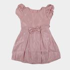 Girls' Pink Embroidered Bow Party Wear Frock, हल्का गुलाबी, small